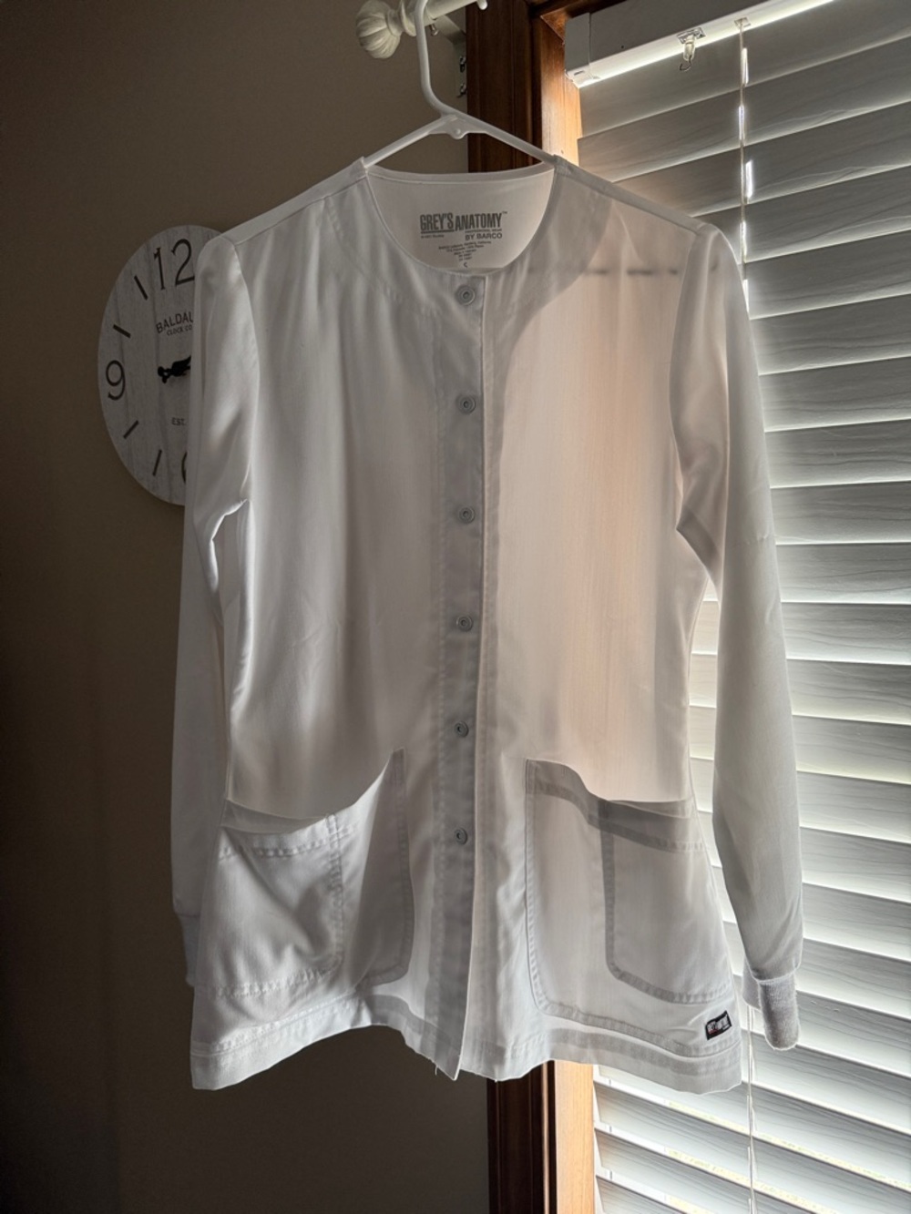 Grey's Anatomy White Button Front Medical Scrub Jacket